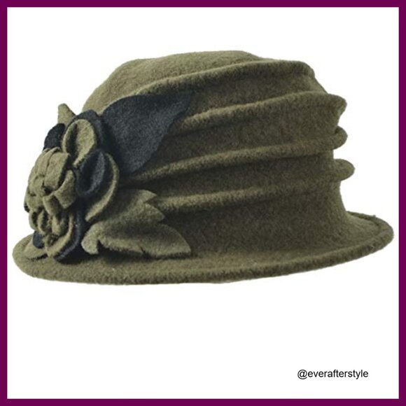 Vintage Wool Cloche Winter Hat with Floral Pattern main image 4